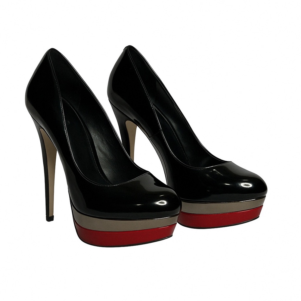 Crimson Noir – ALDO Red, Black & Silver Platform Heels (EU 37 |